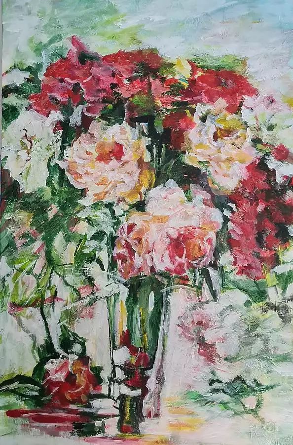 małgorzata machynia - Róże w wazonie