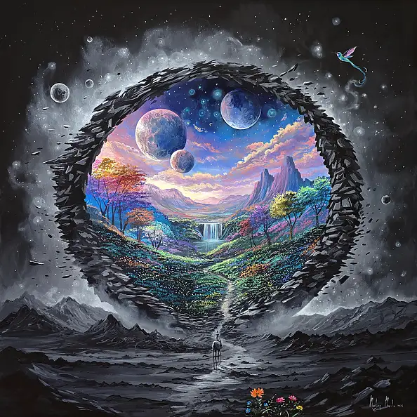 Martyna Mączka, Rozkwit szarości, Obraz akrylowy - płótno, 90 x 90