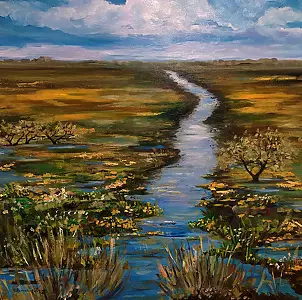   - Pool with marigolds