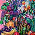 Anastasiia Kurkova, Różowe Lato: Bzy, Tulipany i Arbuz, Obraz olejny - płótno, 60 x 80