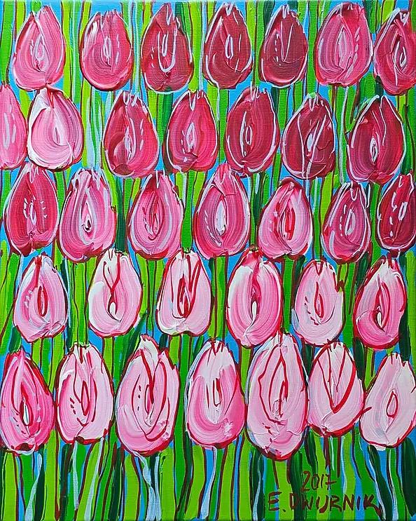 Edward Dwurnik - Pink Tulips, 2017