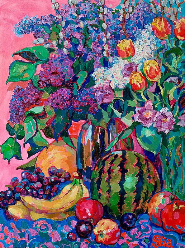 Anastasiia Kurkova - Pink Summer: Lilacs, Tulips, Watermelon
