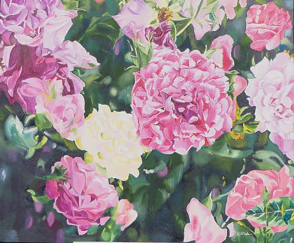 Ewa Słodzińska - Różowe róże Obraz olejny 100/120 cm