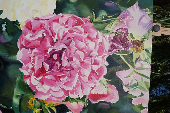 Ewa Słodzińska - Różowe róże Obraz olejny 100/120 cm