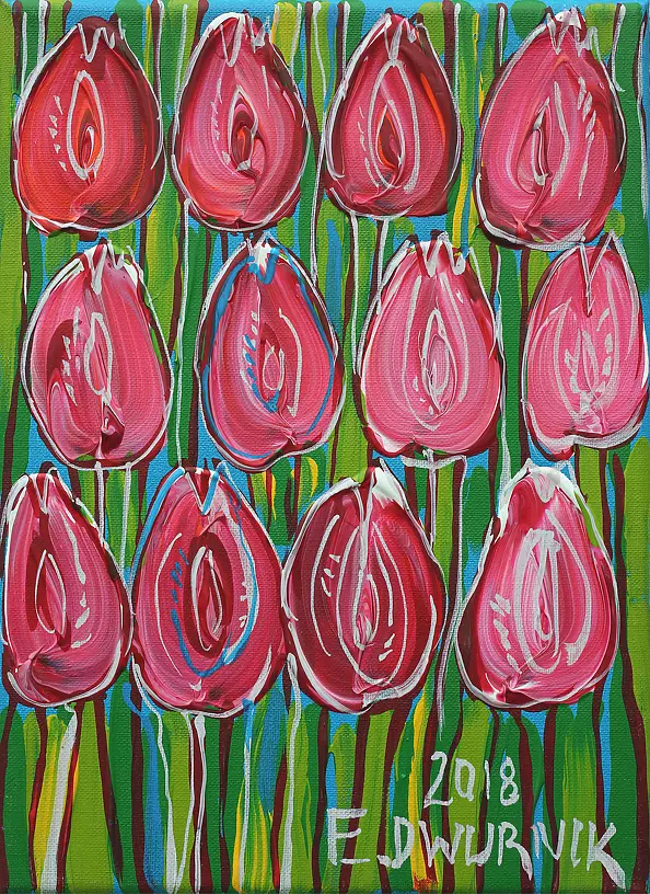Edward Dwurnik - Pink tulips