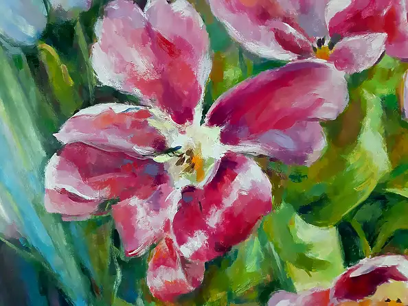 Barbara Gulbinowicz, Tulipano aperto, Quadro a olio - tela, 110 x 120