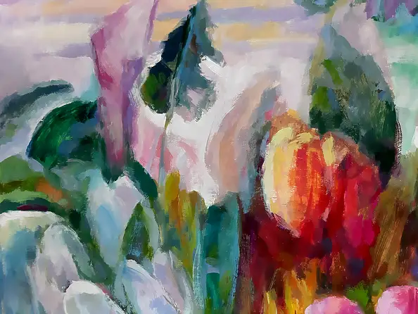 Barbara Gulbinowicz, Tulipano aperto, Quadro a olio - tela, 110 x 120