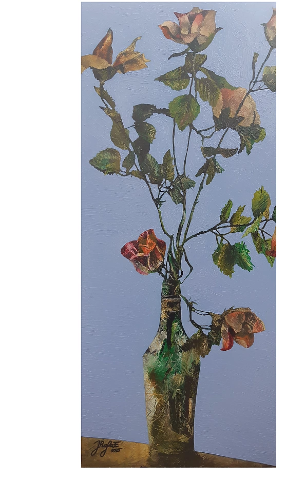 Rafał Jarosz - Wine Bottle with Roses