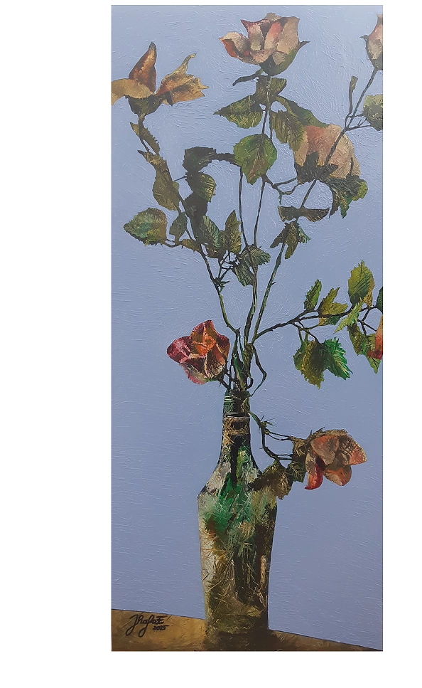 Rafał Jarosz - Wine Bottle with Roses