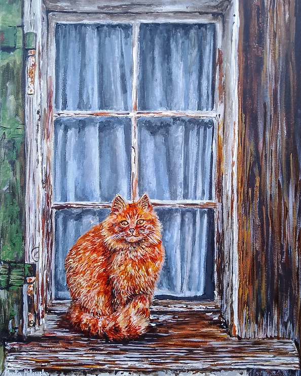 Marta Milewska - Red cat and window
