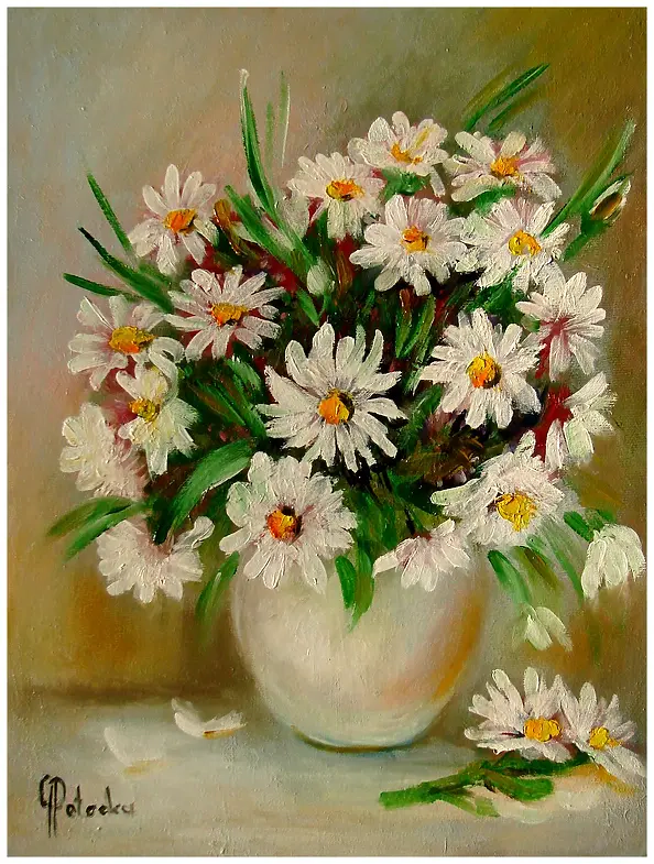 Grażyna Potocka - Rumianki obraz olejny 30cm-40cm