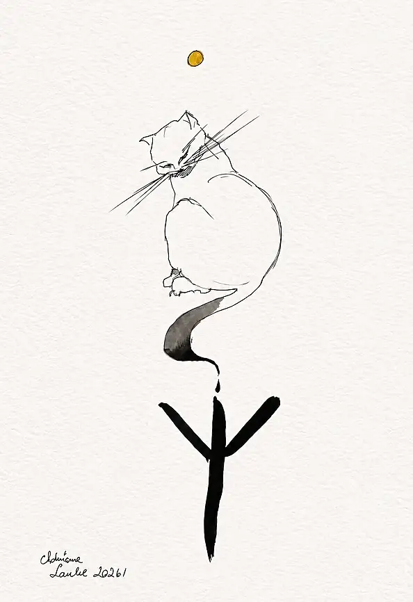Adriana Laube, "Algiz Rune", Other, Mixed media, Ink - paper, 30 x 42