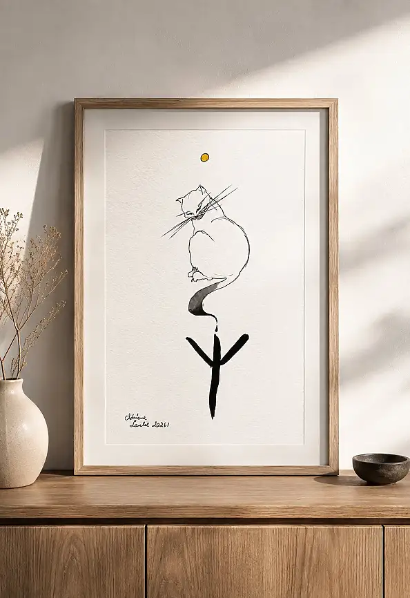 Adriana Laube, "Algiz Rune", Other, Mixed media, Ink - paper, 30 x 42