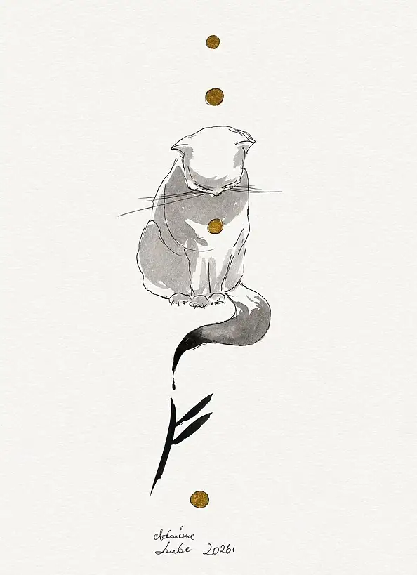 Adriana Laube, "Fehu Rune", Other, Mixed media, Ink - paper, 30 x 42