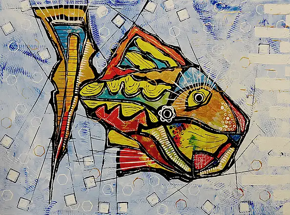 Marek Lutek, RyBkA 11609, Obraz akrylowy - płótno, 78 x 58
