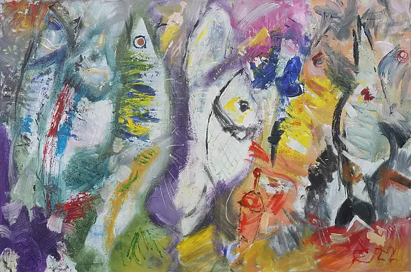 Eryk Maler - Ryby i spławiki, 120x80, 2022