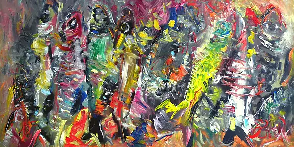 Eryk Maler - Fish, oil on canvas.