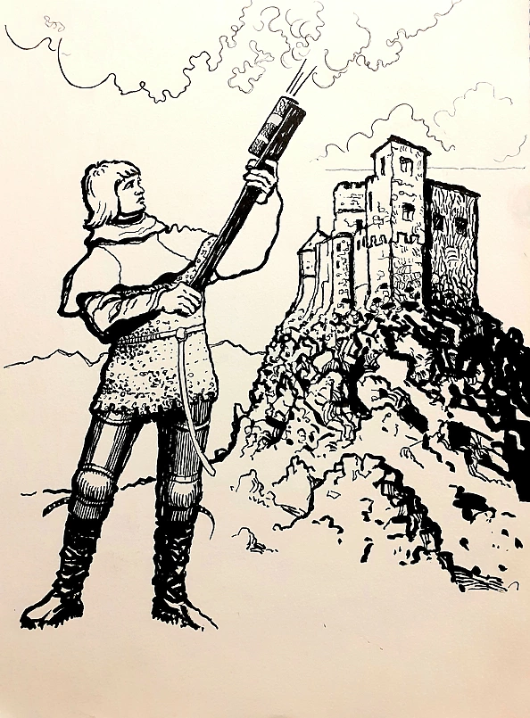 Rafał Czwichocki - Knight against the background of the castle.