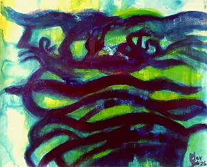 Marzena Salwowska, Rzeki Babilonu/2, Obraz akrylowy, Tusz - płótno, 50 x 41