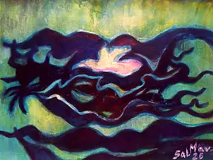Marzena Salwowska, Fiumi di Babilonia/3, Dipinto acrilico, Inchiostro - tela, 41 x 30