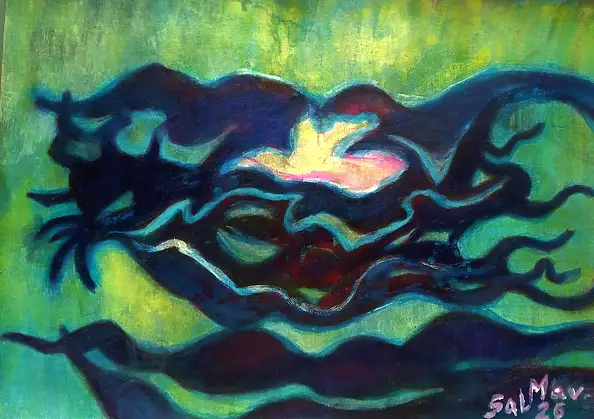 Marzena Salwowska, Fiumi di Babilonia/3, Dipinto acrilico, Inchiostro - tela, 41 x 30