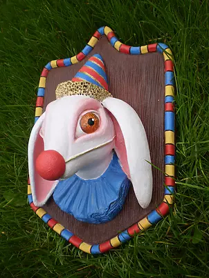   - Sculpture of a clown rabbit