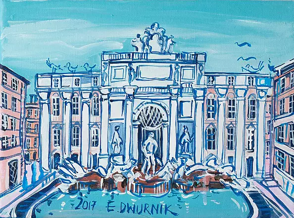 Edward Dwurnik - Rome - Trevi Fountain
