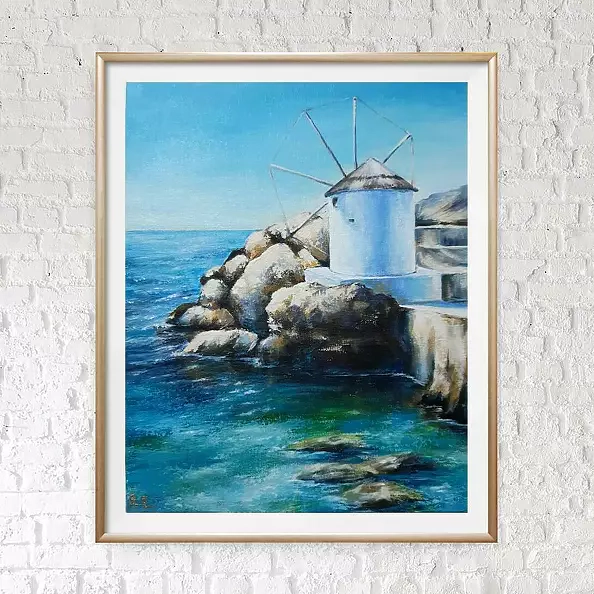 Yana Yeremenko - "SERENITY", GREEK LANDSCAPE, ACRYLIC PAINTING