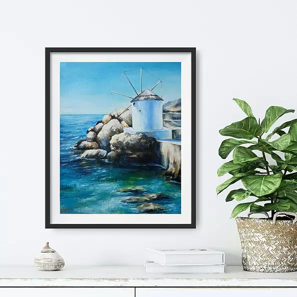 Yana Yeremenko - "SERENITY", GREEK LANDSCAPE, ACRYLIC PAINTING