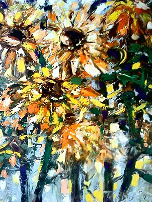 Marek Kubski - SUNFLOWERS-coat technique