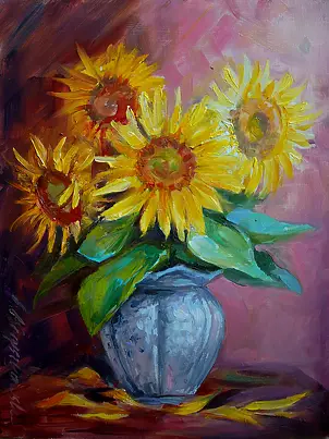 Izabela Krzyszkowska - SŁONECZNIKI W WAZONIE