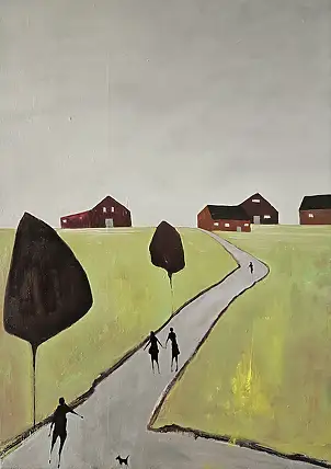 Mariusz Makuła, АМБАРЫ, Масляная картина - холст, 48 x 100