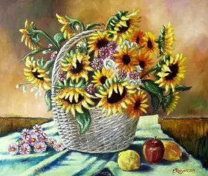 Zenon Różycki - SUNFLOWERS IN A BASKET