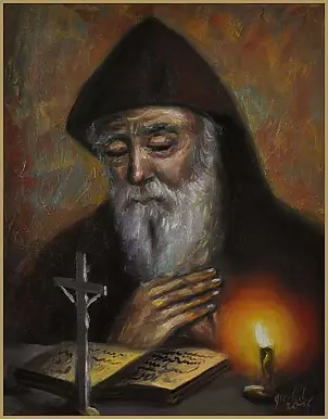 Damian Gierlach - HOLY PRAYER Charbel portrait oil painting GIERLACH