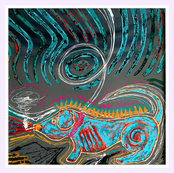 Piotr Ignacy Kopczyński -  ŚWINIOPIES  akryl 100 x 100 cm , praca sygnowana i oprawiona .