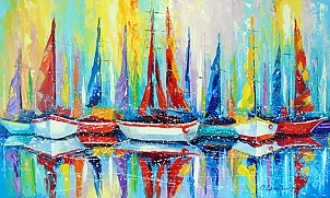 Olha Darchuk - Sailboats by the pier