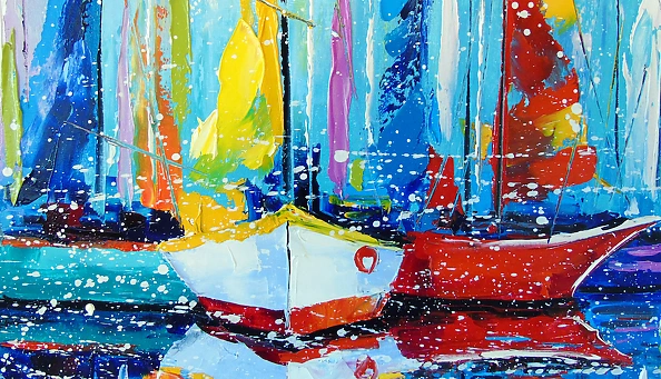 Olha Darchuk - Sailboats by the pier