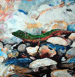 Robert Kasprzyk, саламандра, Акрилова картина - холст, 60 x 50