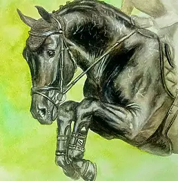 ART DOROTHEAH - Saltado- Jumping Horse, morello cavallo da salto ostaoli