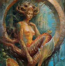 Katarzyna Paleta, La solitude d'une sirène, Peinture à l'huile - toile, 85 x 100