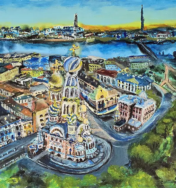 Krystyna Mościszko, Saint-Pétersbourg, Peinture acrylique - toile, 50 x 50