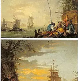 Albertus van derBurch - Scčne de ports méditerranéens, anime de Pecheurs