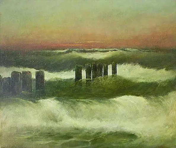 Tadeusz Gazda - Seascape with breakwater