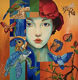 Joanna Szumska, Sekretne szepty, Obraz akrylowy, Obraz olejny - płótno, 70 x 70