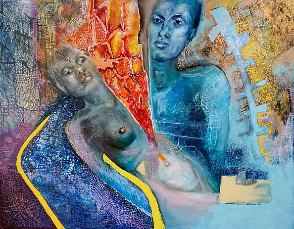 Anna Lupa Suchy, Geheimnis blau, Ölbild - Leinwand, 81 x 65