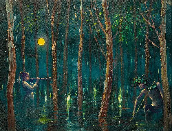 Ryszard Tyszkiewicz, Senne ogniki, Obraz olejny - płótno, 50 x 40
