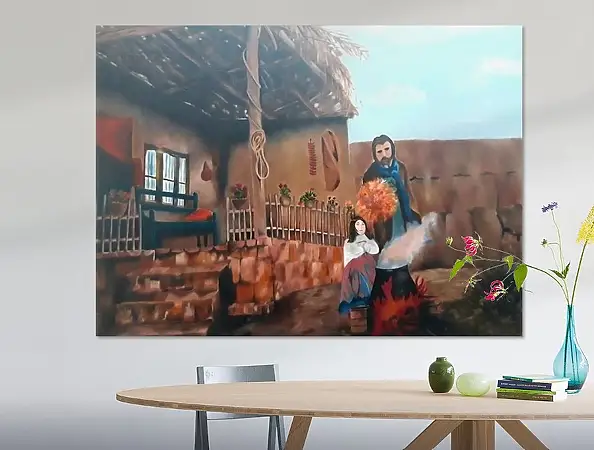 Maryam Gomizi, Heart of Heritage – Mary G, Oil painting - canvas, 70 x 50