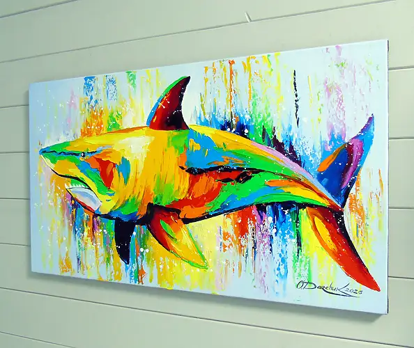 Olha Darchuk, Shark Energy, Obraz olejny - płótno, 70 x 40