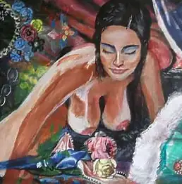 Al Shikuts, Sie mag schönes Bild, Ölbild - tafel, 70 x 60