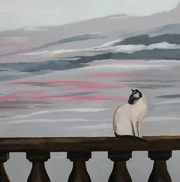 Robert Harris - Siamese Cat on a Balustrade
